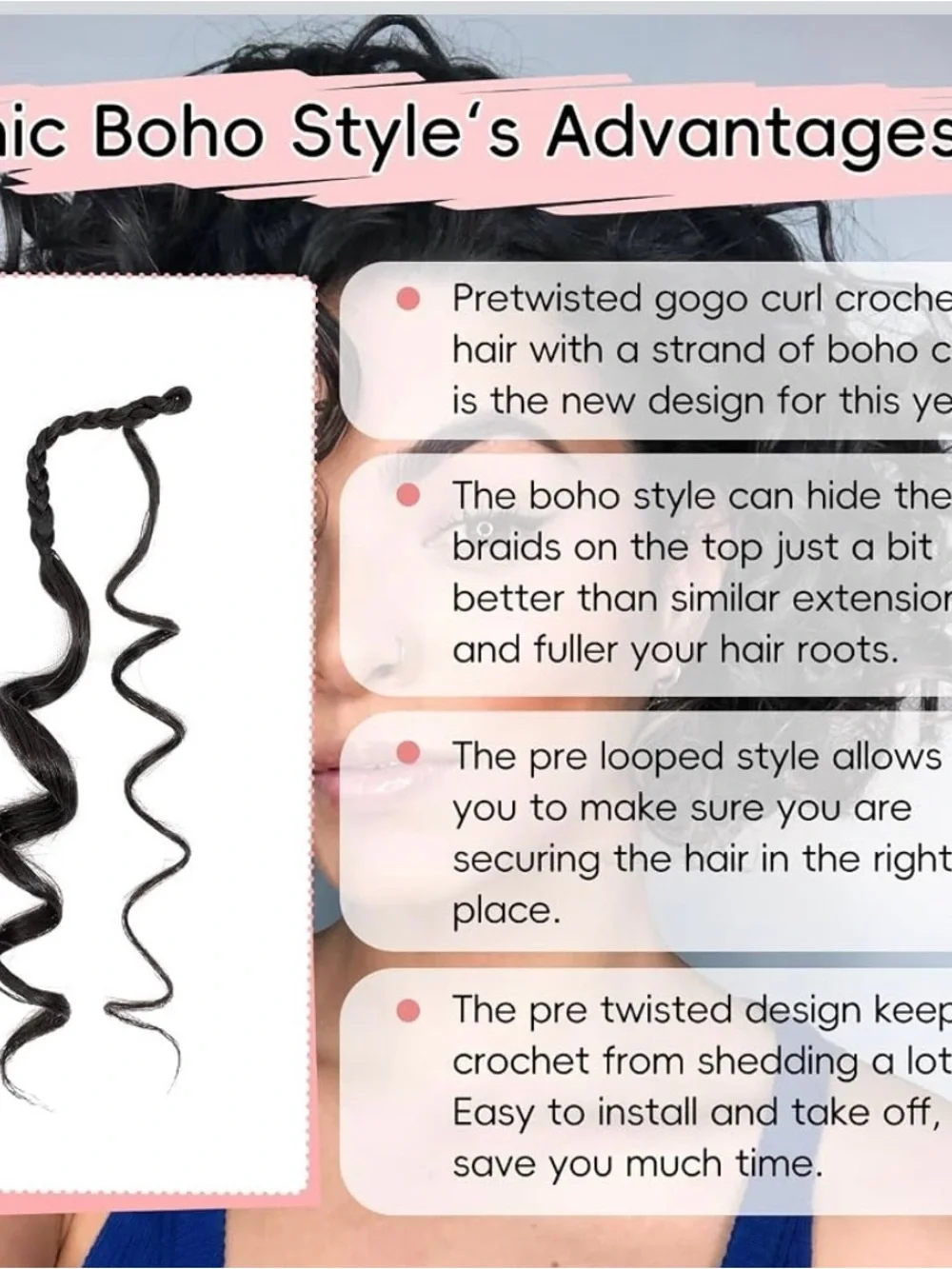 Pre-Twisted Gogo Curly Crochet Hair 8” - 8 Packs 1B